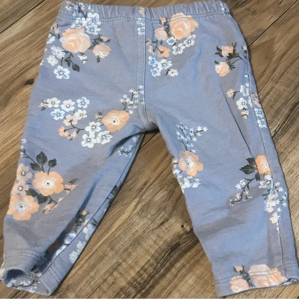 Carters Floral‎ Print Baby Pants Blue Peach Rose Flowers 6 Months